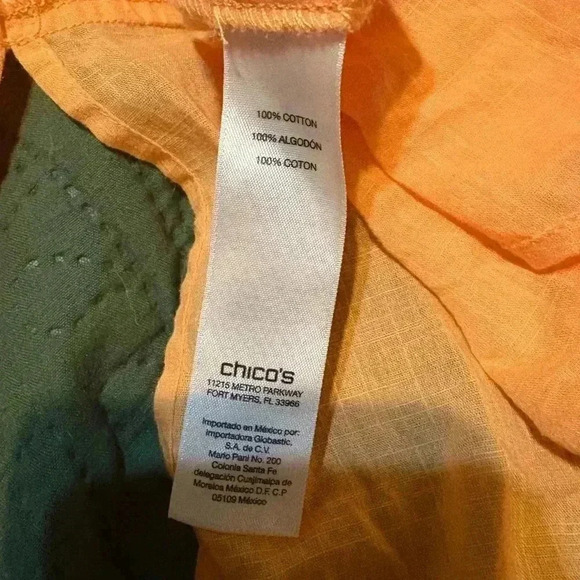 Chico’s top 100% cotton soft orange color size 2 - Picture 2 of 2